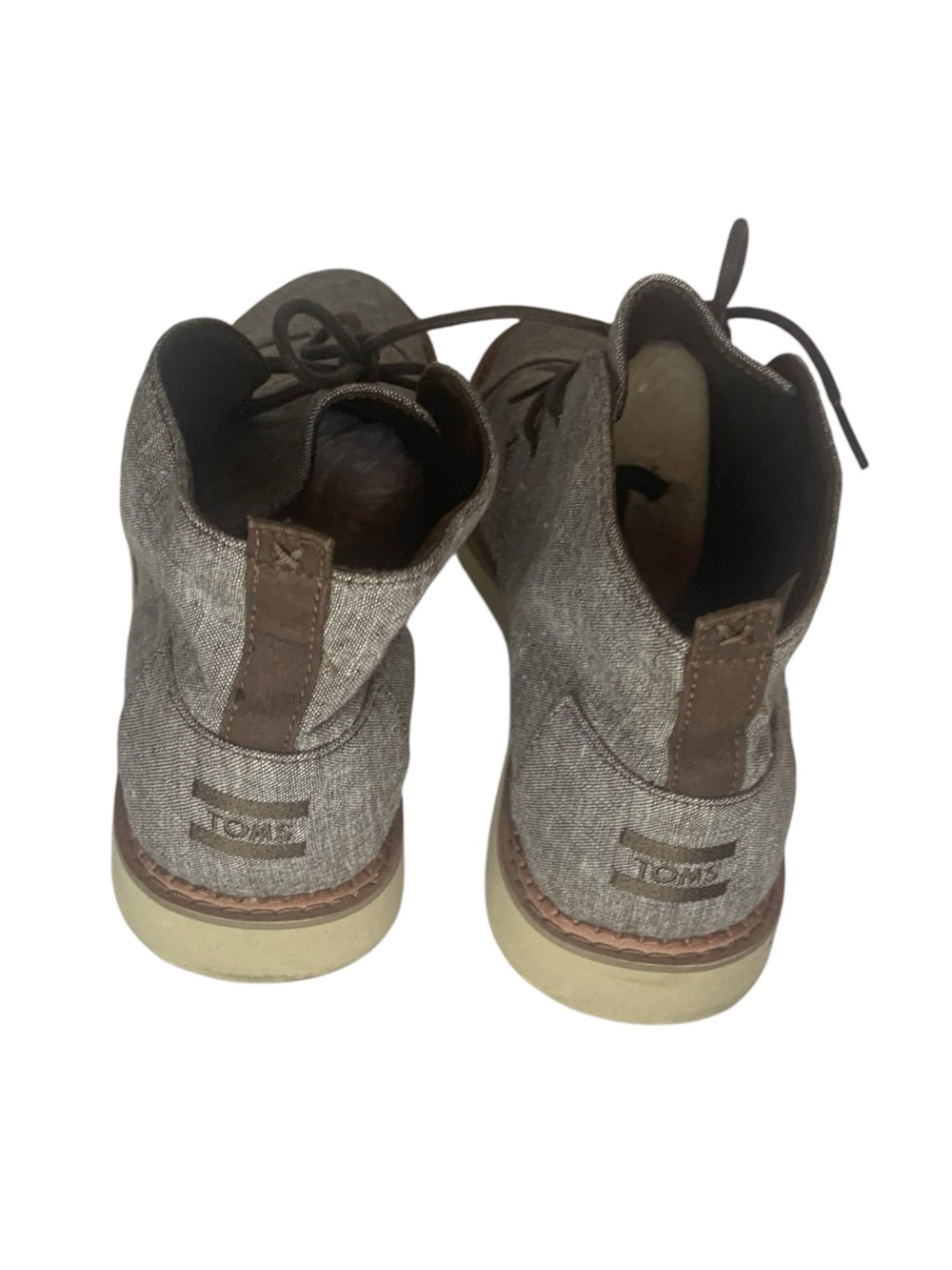 TOMS Mateo Chukka Brown Chambray Canvas Lace Up Boots Sz 13 - Picture 5 of 10